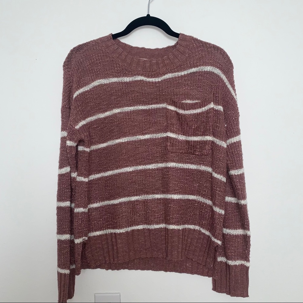 Pink Striped Pink Rose Sweater